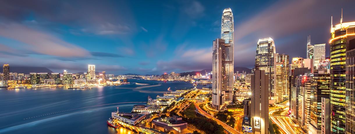 Learn about Chinese business, Hong Kong at night