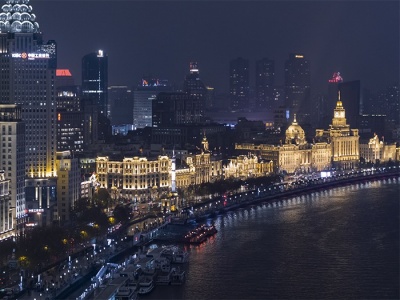From which spot along the Huang Pu River can you get a magnificent view of Shanghai's future?