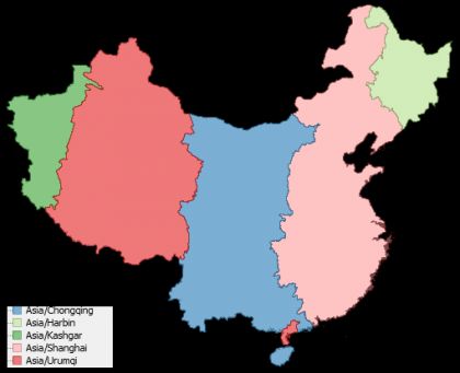 Chinese Time Zones Map