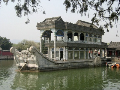 This boat at the Summer Palace in Beijing is made of...